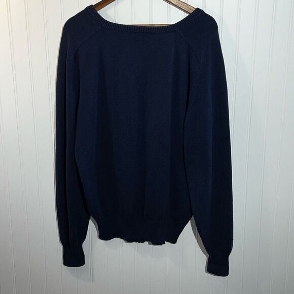 Thane Vintage V-Neck Sweater Womens Large Blue Cuffing Long Sleeve Cabin Classic - Picture 7 of 9